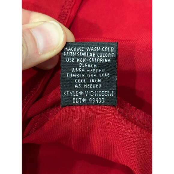 Connected Apparel Red Draped Knee Length Dress Size 12 Pleated Accent Waist - Picture 7 of 9